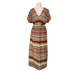 ❤️Passport Earthtone/autumnal striped maxi dress size small
